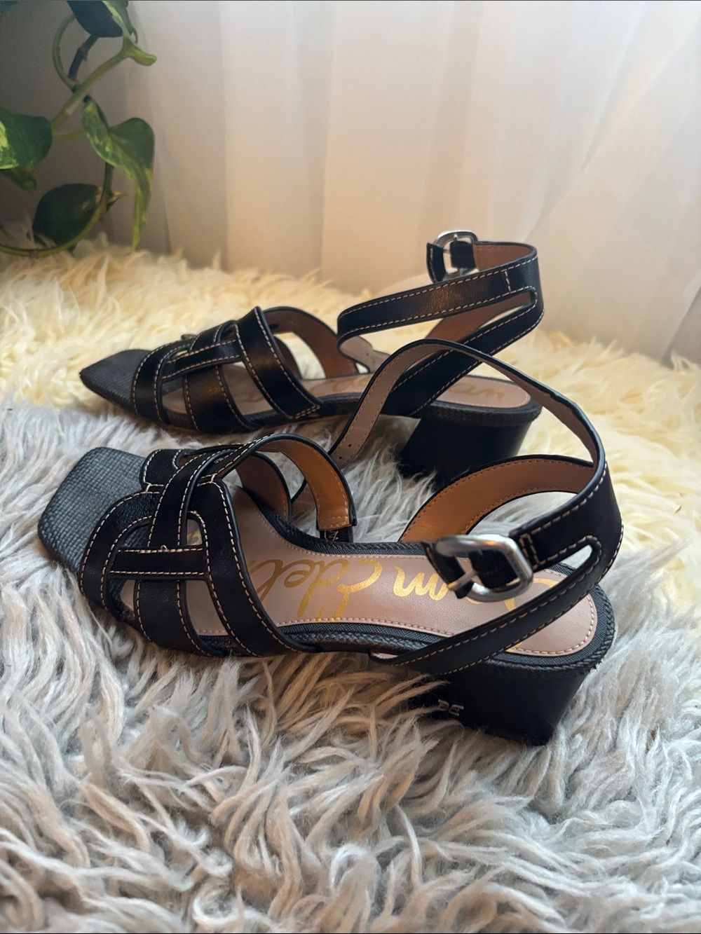 Sam Edelman Black Strappy Block Heel Sandals